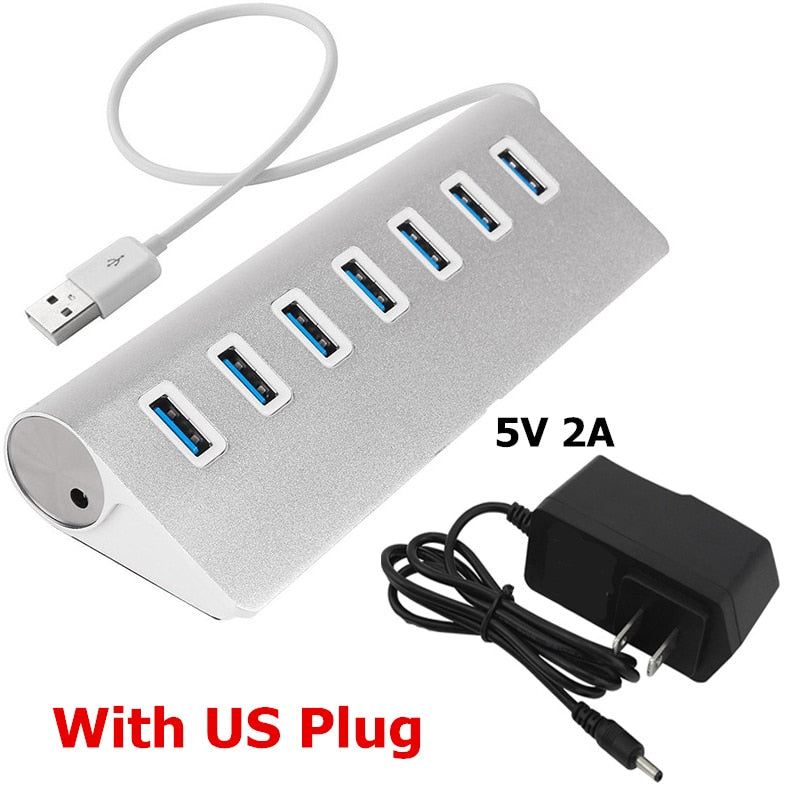 USB HUB 3.0 4/7 Ports Multi USB 3.0 HUB Splitter With Power Adapter USB Hab High Speed 5Gbps USB Splitter 3 HUB Laptop Computer