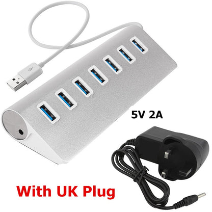 USB HUB 3.0 4/7 Ports Multi USB 3.0 HUB Splitter With Power Adapter USB Hab High Speed 5Gbps USB Splitter 3 HUB Laptop Computer