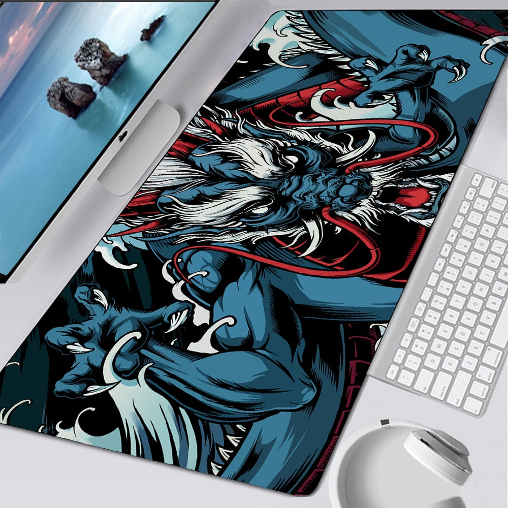 Dragon Mouse Pad Black and White Deskmat Playmat Laptop Japan Anime Gaming Keyboard Rubber Pad Pad on The Table Mouse Mat Pc Rug