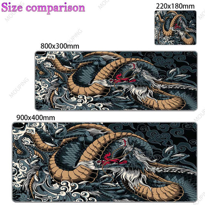 Dragon Mouse Pad Black and White Deskmat Playmat Laptop Japan Anime Gaming Keyboard Rubber Pad Pad on The Table Mouse Mat Pc Rug