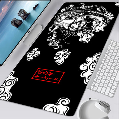 Dragon Mouse Pad Black and White Deskmat Playmat Laptop Japan Anime Gaming Keyboard Rubber Pad Pad on The Table Mouse Mat Pc Rug