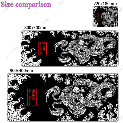 Dragon Mouse Pad Black and White Deskmat Playmat Laptop Japan Anime Gaming Keyboard Rubber Pad Pad on The Table Mouse Mat Pc Rug