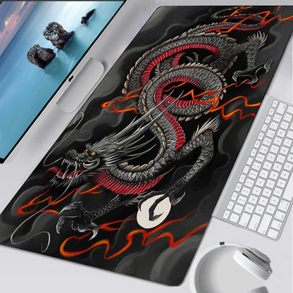 Dragon Mouse Pad Black and White Deskmat Playmat Laptop Japan Anime Gaming Keyboard Rubber Pad Pad on The Table Mouse Mat Pc Rug