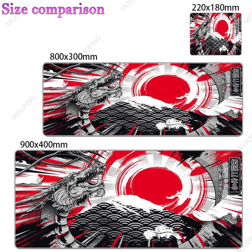 Dragon Mouse Pad Black and White Deskmat Playmat Laptop Japan Anime Gaming Keyboard Rubber Pad Pad on The Table Mouse Mat Pc Rug