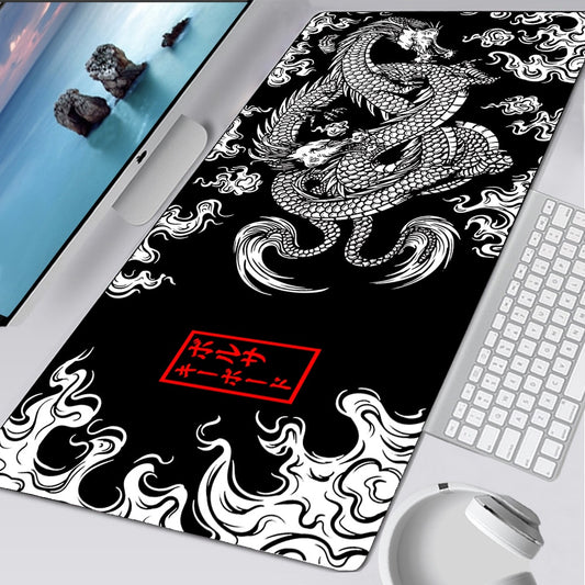 Dragon Mouse Pad Black and White Deskmat Playmat Laptop Japan Anime Gaming Keyboard Rubber Pad Pad on The Table Mouse Mat Pc Rug